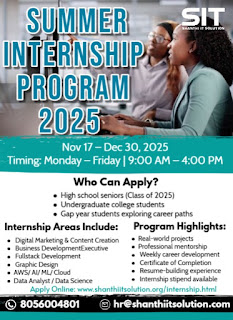Kickstart Your Career with the Summer Internship Program 2025 by Shanthi IT Solution